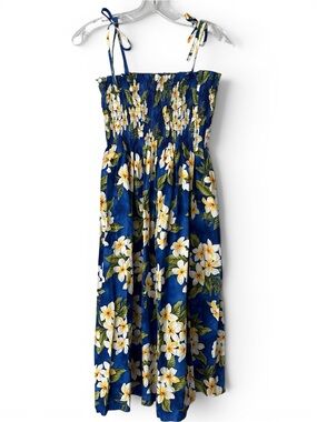 Hawaii Station Blue Floral Smocked Sundress